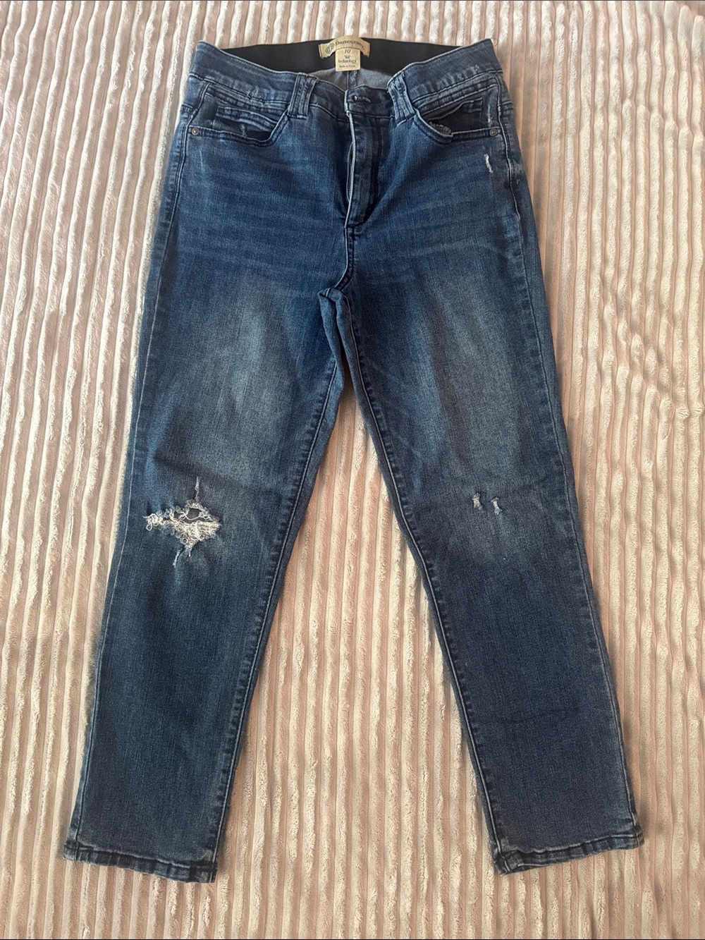 Democracy Blue Distressed Ankle Jeans